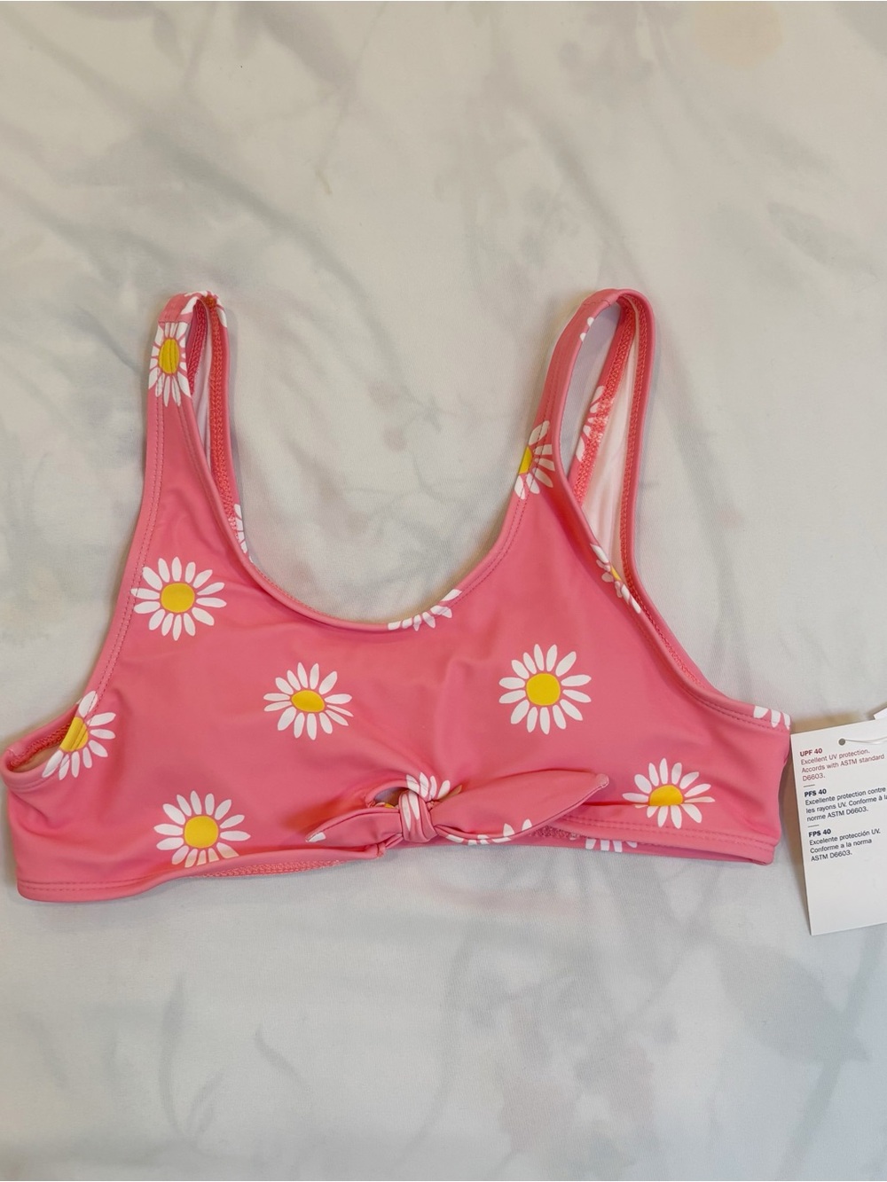 Old Navy Pink Daisy Tie-Front Swim Top Girls XL Brand New With Tags Bikini Top